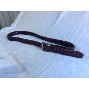 Billy‎ Belt California Mens Leather Woven Belt Size 36 Burgundy Buckle